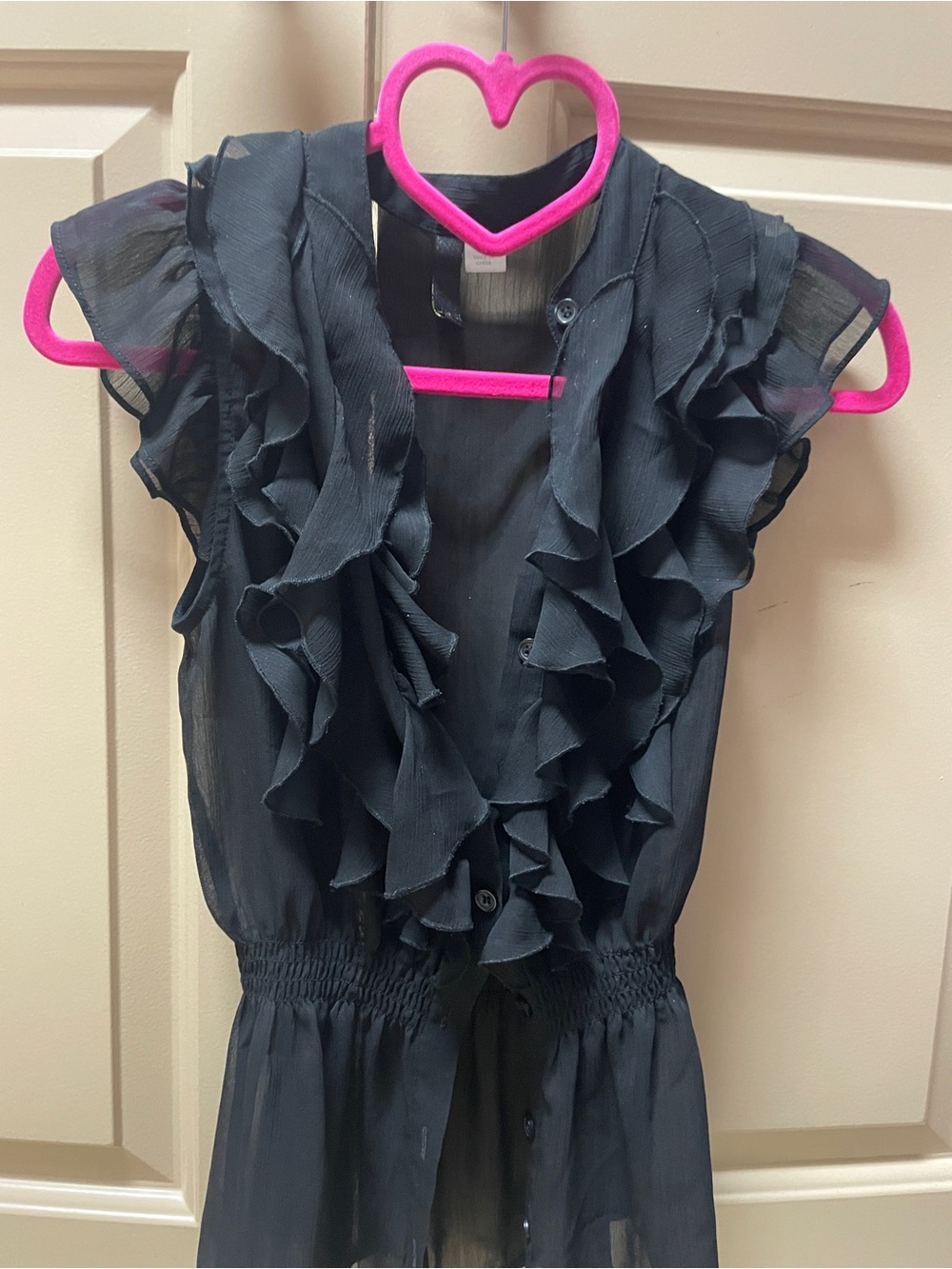 Black Ruffle Chiffon Blouse